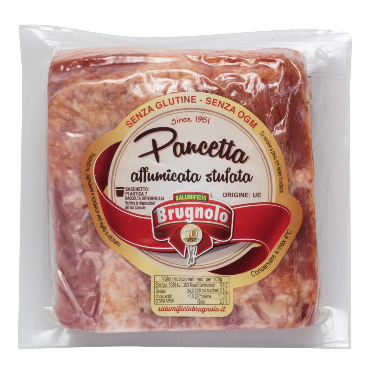 TRANCIO DI PANCETTA AFFUMICATA STUFATA GR. 600 CIRCA